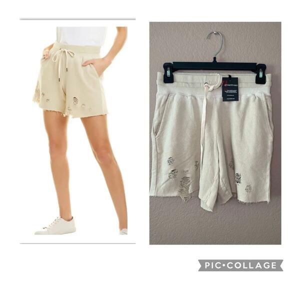 N: Philanthropy Coco Shorts Distressed Vintage Bone Beige Womens Size XS - NWT - Picture 1 of 12